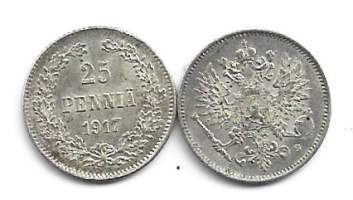 25 penniä  1917 I  hopeaa
