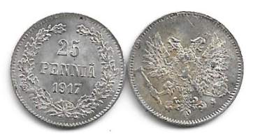 25 penniä  1917 II hopeaa