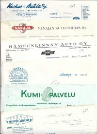 Hämeenlinnalaisia autoliikkeitä   Hämeenlinna   1960  - firmalomake n 15 eril