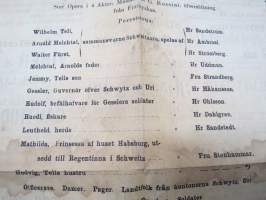 Kongliga Stora Theatern - 16.6.1871 (för 92 dra gången) - Wilhelm Tell -affisch / Tukholman Kuninkaalisen teatteri mainosjuliste