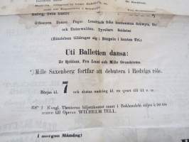 Kongliga Stora Theatern - 16.6.1871 (för 92 dra gången) - Wilhelm Tell -affisch / Tukholman Kuninkaalisen teatteri mainosjuliste