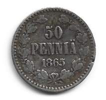 50  penniä  1865  hopeaa