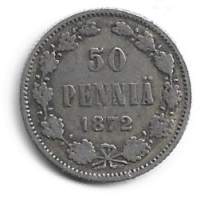 50  penniä  1872  hopeaa