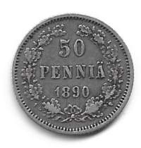 50  penniä  1890  hopeaa