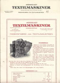 Cylindervalk/ Textilmaskiner för textilindustrie Norrköping  - tuote-esite 1922