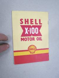Shell huoltokirja, sisältää teknistä tietoa öljyistä ja voiteluaineista, auton polttoaine- ja huoltokulujen päiväkirjan, välimatkataulukon, ym.