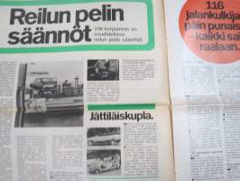 Auto sanomat 1974 nr 2 -Volkswagen asiakaslehti, Passat TS, Kupla kertaa Kupla,  Energian säästö ja kattonopeus, Reilun pelin VW-korjaamot