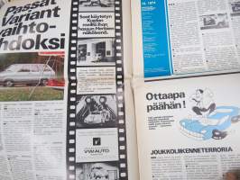 Auto sanomat 1974 nr 3 -Volkswagen asiakaslehti, Tuli Golf,Passat Variant, Peruutusvalaisimet, Talviloma, Keijo Rosberg -Kaiken Maailman radoilta kolumni, ym.