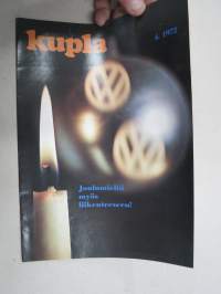 Kupla 1972 nr 4 -Volkswagen asiakaslehti, Wolfsburg, Autodebattia, VW K70 iso auto pienen hinnalla, VW-pakuja, ym.