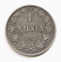 1 markka  1892  hopeaa