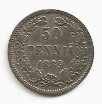 50  penniä  1889  hopeaa