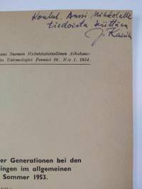 Über das vorkommen zweier generationen bei den finnischen grosschmetterlingen im allgemeinen und besonders im sommer 1953 (eripainos) (signeerattu, tekijän omiste)