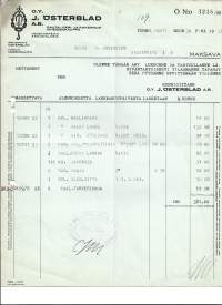 J Österblad  Oy  Turku 1937 -   firmalomake