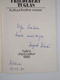 Friedebert Tuglas : kultuurilooline essee (signeerattu, tekijän omiste)