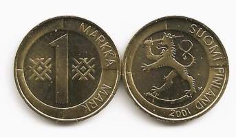 1 markka  2001 / Suomen viimeinen 1 mk:n kolikko