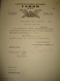 Centralandelslaget Labor mbt, Helsinki 2.11 1936 asiakirja
