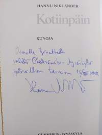 Kotiinpäin : runoja (signeerattu, tekijän omiste)