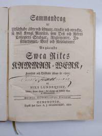 Om kammar-werket (1811) - Sammandrag af utfärdade äldre och sednare, tryckte och otryckte, så väl kongl. maj:ts, som dess och rikets collegiers stadgar, reglement...