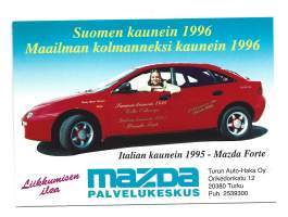 Mazda Suomen kaunein autopostikortti mainospostikortti  kulkematon