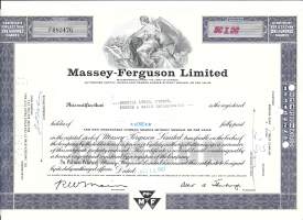 Massey Ferguson Lim  USA 1967  - osakekirja