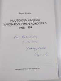 Muutoksen kärjessä : Varsinais-Suomen kokoomus 1968-1999 (signeerattu, tekijän omiste)