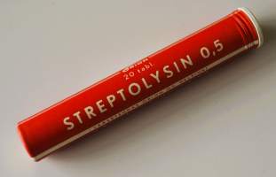 Streptolysin   tyhjä käyttämätön lääkepakkaus  pahvia   70x15  mm