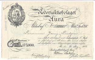 Aura Rederi Ab Turku31.5.1913   osakekirja merkitty