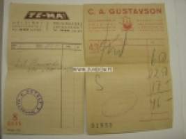 C A Gustavson &amp; TE-MA Oy Helsinki 1940-luku -kuitit 