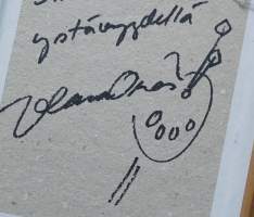 Johanna Oras, signeerattu painokuva &quot; Häävalssi&quot; 2006 , 32x24  cm kehystetty omistuskirjoituksella
