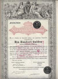 Österreichische Staatsschuldverschreibung 1868, 100 Gulden -  Itävalta valtion velkakirja