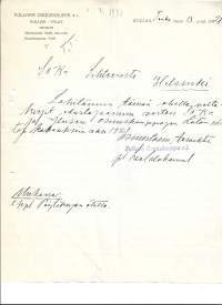 Kullaan Osuuskauppa rl Kullaa 1921 - firmalomake