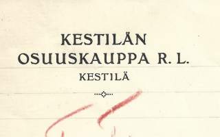 Kestilän Osuuskauppa rl Kestilä 1921 - firmalomake