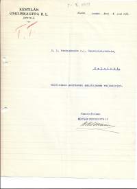 Kestilän Osuuskauppa rl Kestilä 1921 - firmalomake