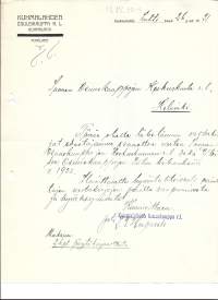 Kuhmalahden  Osuuskauppa rl Kuhmalahti 1921 - firmalomake
