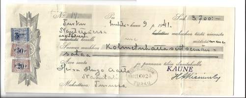 Vekseli  Käsityöläispankki Turku 1941