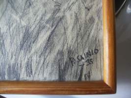 Paavo Sainio, mustaliitu  1935 , koko 17x24 cm  / Paavo Sainio ( 1899 –  1982) oli suomalainen Turussa asunut graafikko ja taidemaalari.Paavo Sainio opiskeli