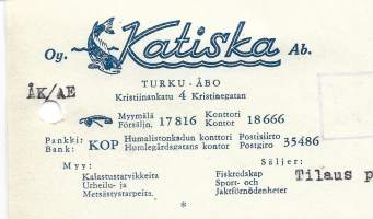 Katiska Oy  Turku 1952  - firmalomake