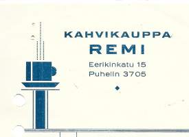 Kahvikauppa Remi  Turku 1939  firmalomake