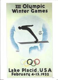 III Olympic Winter Games Lake Placid USA 1932  koko A4 pahvia jälkipainos