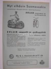 Monark Erlan mopedit ja polkupyörät  (Oy G.L. Hasselblatt Ab, Vaasa) -myyntiesite  (esite on arviolta 1950-luvun lopulta)
