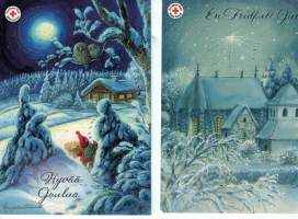 Joulukortit 2 kpl.Pitkäranta Marja Liisa, talvi, joulu tai Punanen risti kerääjälle