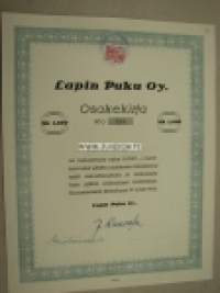Lapin Puku Oy 1000 mk nr 488 -osakekirja