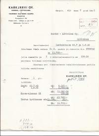 Karkjärvi  Oy Kuopio 1945  firmalomake