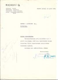 Kajaani Oy 1945  -  firmalomake