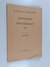 Esitelmät ja pöytäkirjat 1933