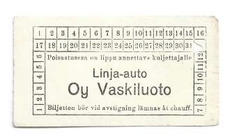 Linja-auto Oy Vaskiluoto - matkalippu, linja-autolippu