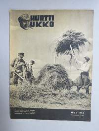 Hurtti Ukko 1943 nr 7, 25.7.1943, Upotussota, Ritari Reino Korpi, Kun ryssä yllätti, Puhdetöitä, Tiedustelulentäjät, Sotilaskotityötä, ym.