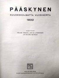 Pääskysen Joulukontti 1932 Pääskynen-lehti, keskiaukeamatehtäväjuliste ja Rudolf Koivu piirroksia