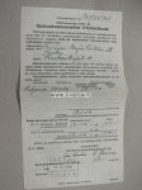 Sotavakuutusmaksu irtaimistosta 1942-44 -maksukuitti