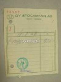 Oy Stockman Ab Helsinki 1958 -kuitti
